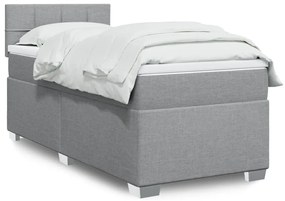 Κρεβάτι Boxspring με Στρώμα Ανοιχτό Γκρι 100x200 εκ. Υφασμάτινο