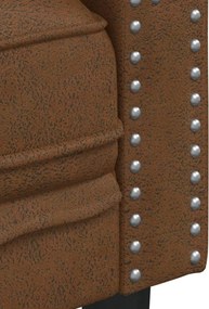 vidaXL Πολυθρόνα Chesterfield Καφέ από Συνθετικό Καστόρι