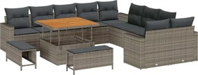 vidaXL Σετ Καναπέ Κήπου 13 pcs Γκρι συνθετικό ρατάν