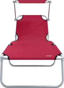 vidaXL Ξαπλώστρα 2 pcs Κόκκινο 58 x 188 x 77 εκ. Πολυεστέρας