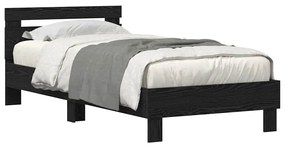 vidaXL Σκελετός Κρεβατιού Μαύρη δρυς 90 x 190 cm Επεξεργασμένο ξύλο