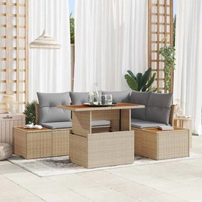 vidaXL Σετ Καναπέ Κήπου με αποθήκευση 5 pcs Μπεζ Πολυ ράταν