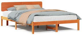 vidaXL Κρεβάτι με Κεφαλάρι καφέ κηρωμένο 150x200 εκ. από μασίφ ξύλο πεύκου