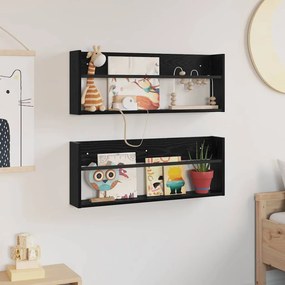 vidaXL Ράφι Περιοδικών με ράφι 2 pcs Μαύρη Οξυά 80 x 12 x 30 εκ