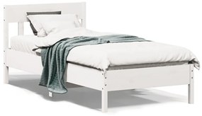 Πλαίσιο Κρεβατιού με Κεφαλάρι Λευκό 90x200 εκ Μασίφ Ξύλο Πεύκου