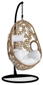 Κρεμαστή πολυθρόνα Comfort Garden 1566, Μαύρο, Καφέ, 196x95x95cm, Ταπισερί
