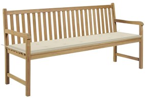vidaXL Παγκάκι Κήπου 175 εκ. από Μασίφ Ξύλο Teak με Κρεμ Μαξιλάρι