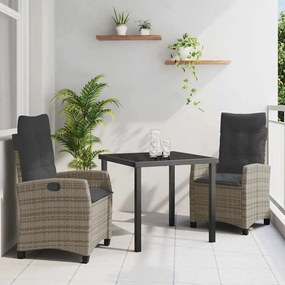 vidaXL Σέτ φαγητού για κήπο 3 pcs Γκρι συνθετικό ρατάν