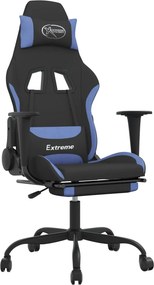 vidaXL Καρέκλα Gaming Μαύρη/Μπλε Ύφασμα με Υποπόδιο