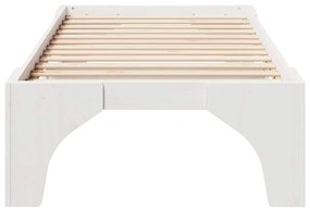vidaXL Κρεβάτι δαπέδου Λευκό 100 x 200 cm Μασίφ ξύλο πεύκου