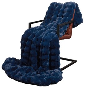 vidaXL Ψεύτικη κουβέρτα από κουνέλι Θαλασσί Μπλε 130 x 150 cm