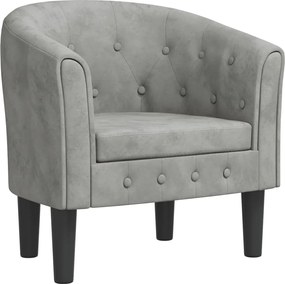 vidaXL Πολυθρόνα Μπάρελ Ανοιχτό Γκρι Βελούδινη