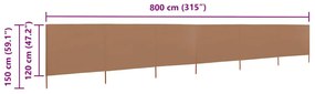 vidaXL Προστατευτικό Αέρα με 6 Πάνελ Taupe 800 x 120 εκ. Υφασμάτινο