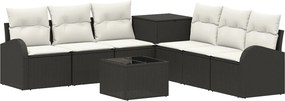 vidaXL Σετ Καναπέ 8 τμχ. Μαύρο και Κρεμ Λευκό 55 x 55 x 37 εκ