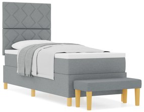 vidaXL Κρεβάτι με ελατήριο & πάγκο Ανοιχτό Γκρι 80x200 εκ. Υφασμάτινο