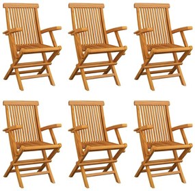 Καρέκλες Εξωτερικού Χώρου Πτυσσόμενες 6 τεμ. Μασίφ Ξύλο Teak - Καφέ