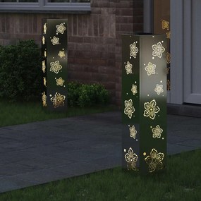 vidaXL Ηλιακό LED Φως Δρόμου 2 pcs Θερμό λευκό 18 x 18 x 80 εκ.