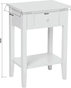 Κομοδίνο Με Συρτάρι & Ράφι (45x30x67) A-S Charme White 102215B