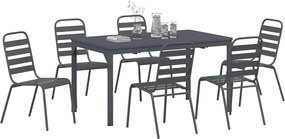 vidaXL Σέτ φαγητού για κήπο 7 pcs Ανθρακί Ατσάλι με Πούδρα