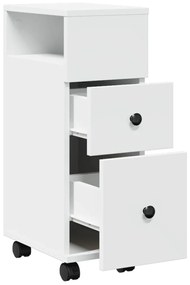 vidaXL Ντουλάπι Μπάνιου Στενό με Ροδάκια Λευκό Επεξ. Ξύλο