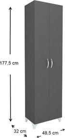 Ντουλάπα - Παπουτσοθήκη Lilly Megapap χρώμα ανθρακί 49x32x178εκ.