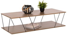 COFFEE TABLE TARS  WALNUT MELAMINE-BLACK METAL RODS 120Χ50Χ30Hcm.