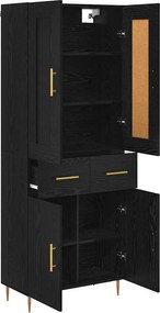 vidaXL Highboard Μαύρη Οξυά 69,5 x 34 x 180 εκ. Επεξεργασμένο ξύλο