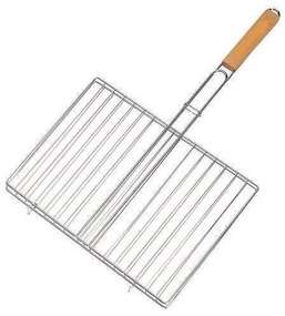 Roller 41030 Διπλή Σχάρα Ψησίματος Χρωμίου Με Ξύλινη Λαβή 28x20εκ