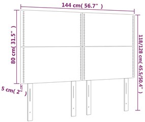 vidaXL Κεφαλάρι Κρεβατιού LED Ανοιχτό Γκρι 144x5x118/128 εκ. Βελούδινο