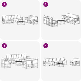 vidaXL Σειρά Καναπέ Εξωτερικού με μαξιλάρι 8 pcs Λευκό και Μπεζ