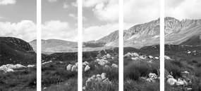 Εικόνα 5 τμημάτων Κοιλάδα στο Μαυροβούνιο σε ασπρόμαυρο