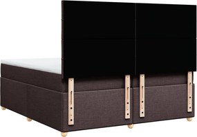 vidaXL Κρεβάτι Boxspring με Στρώμα Σκούρο Καφέ 200x200 εκ. Υφασμάτινο