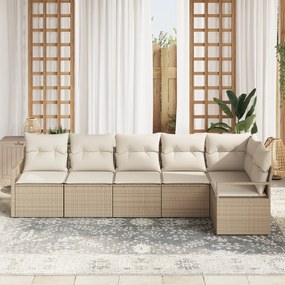 vidaXL Σετ 6 Τεμαχίων Καναπέ Κήπου με Μαξιλάρια Μπεζ Πολυ Ρατάν