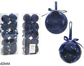 Χριστουγεννιάτικη Μπάλα Μπλε 60mm Σετ 10Τμχ Σε 2 Σχέδια