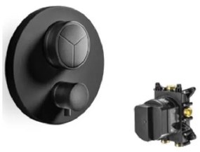 Almar Thermo-Core Push Black matt Θερμοστατικός μίκτης εντοιχισμού 3 εξόδων+κιτ εντοιχισμού