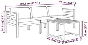 Σαλόνι Κήπου Σετ 4 Τεμαχίων Ανθρακί Αλουμινίου με Μαξιλάρια 70 x 70 x 64,5 εκ. (Π x Β x Υ) - Ανθρακί