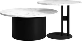 Τραπεζάκια Σαλονιού Monar-Λευκό Μάρμαρο - Μαύρο