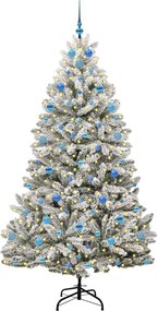 vidaXL Τεχνητό Χριστουγεννιάτικο Δέντρο Πράσινο και Λευκό 210 cm