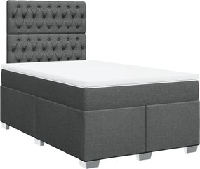 vidaXL Κρεβάτι Boxspring με Στρώμα Σκούρο Γκρι 120x200 εκ. Υφασμάτινο