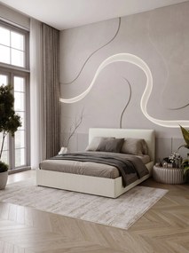 Επενδυμένο Κρεβάτι Bianco Grant-Κρεμ-140 x 200