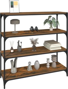 vidaXL Βιβλιοθήκη Καπνιστή Δρυς 100 x 33 x 100 εκ. Επεξ. Ξύλο &amp; Ατσάλι