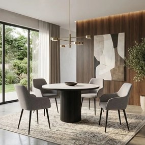 Πολυθρόνα τραπεζαρίας Monica Megapap ανοιχτό μπεζ ύφασμα - μεταλλικό μαύρο πόδι 54x57x84εκ.