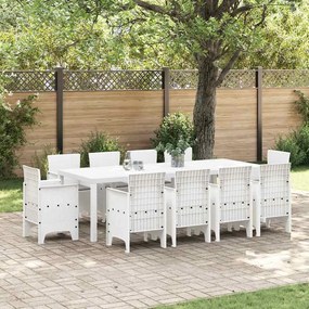 vidaXL Σέτ φαγητού για κήπο 11 pcs Λευκό Rattan Polt