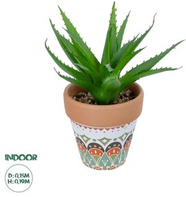 GloboStar® Artificial Garden SUCCULENT ALOE POTTED PLANT 21054 Διακοσμητικό Φυτό Αλόη  Φ15 x Υ19cm