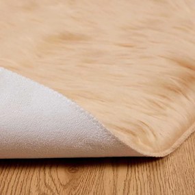 vidaXL Χαλί από τεχνητό πρόβειο δέρμα TAFALLA Μπεζ Ø 120 cm