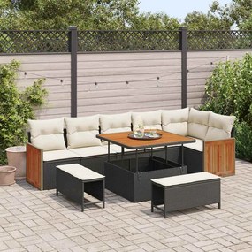 vidaXL Σετ Καναπέ Κήπου 9 pcs Μαύρο και κρεμ 100 x 100 x 71 cm