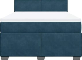 vidaXL Κρεβάτι Boxspring με Στρώμα Μπλε 140x200 εκ. Βελούδινο
