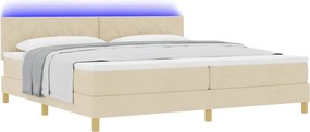 vidaXL LED Κρεβάτι με βάθρο με κεφαλάρι Κρεμ 200 x 200 cm ύφασμα
