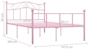 vidaXL Πλαίσιο Κρεβατιού Ροζ 140 x 200 εκ. Μεταλλικό
