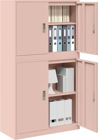 vidaXL Ντουλάπι αποθήκευσης 2 τμχ. Ροζ 90 x 40 x 160 εκ Ατσάλι